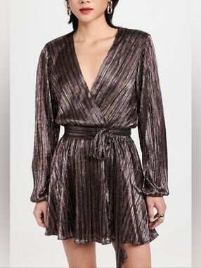 💘 Ramy Brook Elise Faux-Wrap Long Sleeve Mini Dress - Size M